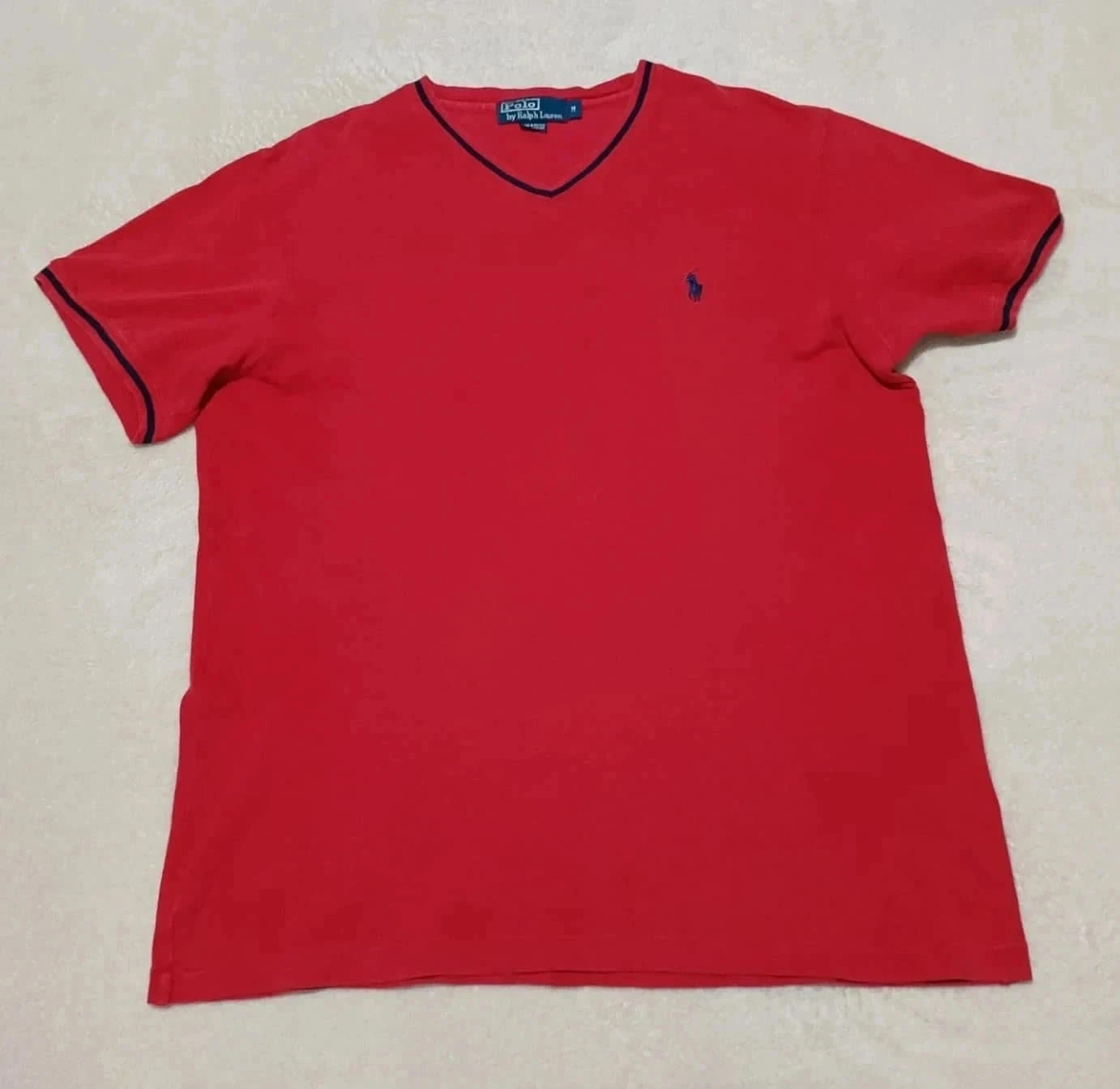 Vintage Polo Ralph Lauren rood V-hals T-shirt Maat M – photo 2